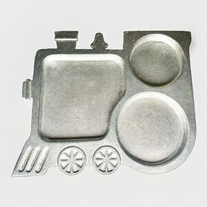 Vintage 1975 York Metalcrafters Pewter Train Divided Child's Plate Tray Dish YM